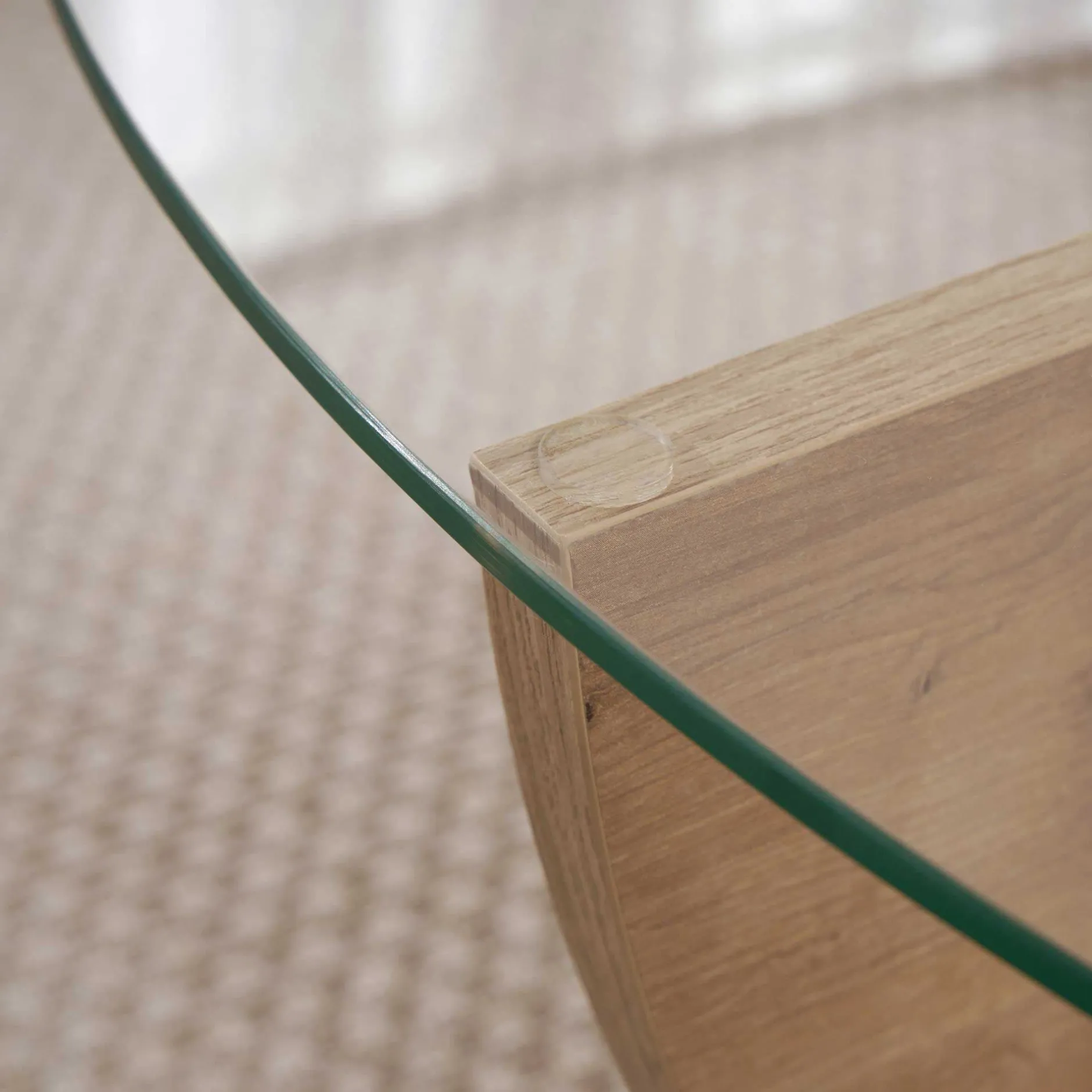 Couchtisch Liya - 100% TEMPERED GLASS - Saphireiche - 30 x 90 x 90 cm