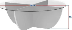 Couchtisch Liya - 100% TEMPERED GLASS - Saphireiche - 30 x 90 x 90 cm