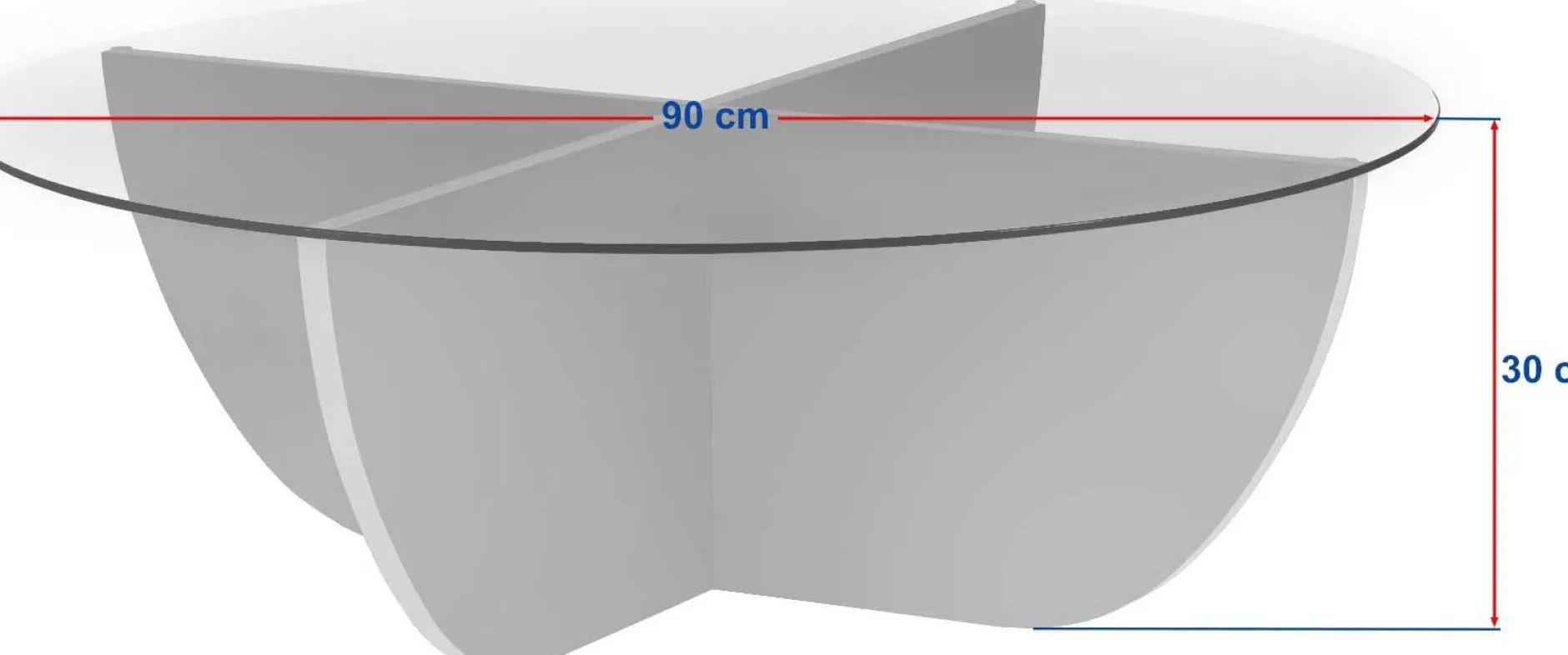 Couchtisch Liya - 100% TEMPERED GLASS - Saphireiche - 30 x 90 x 90 cm