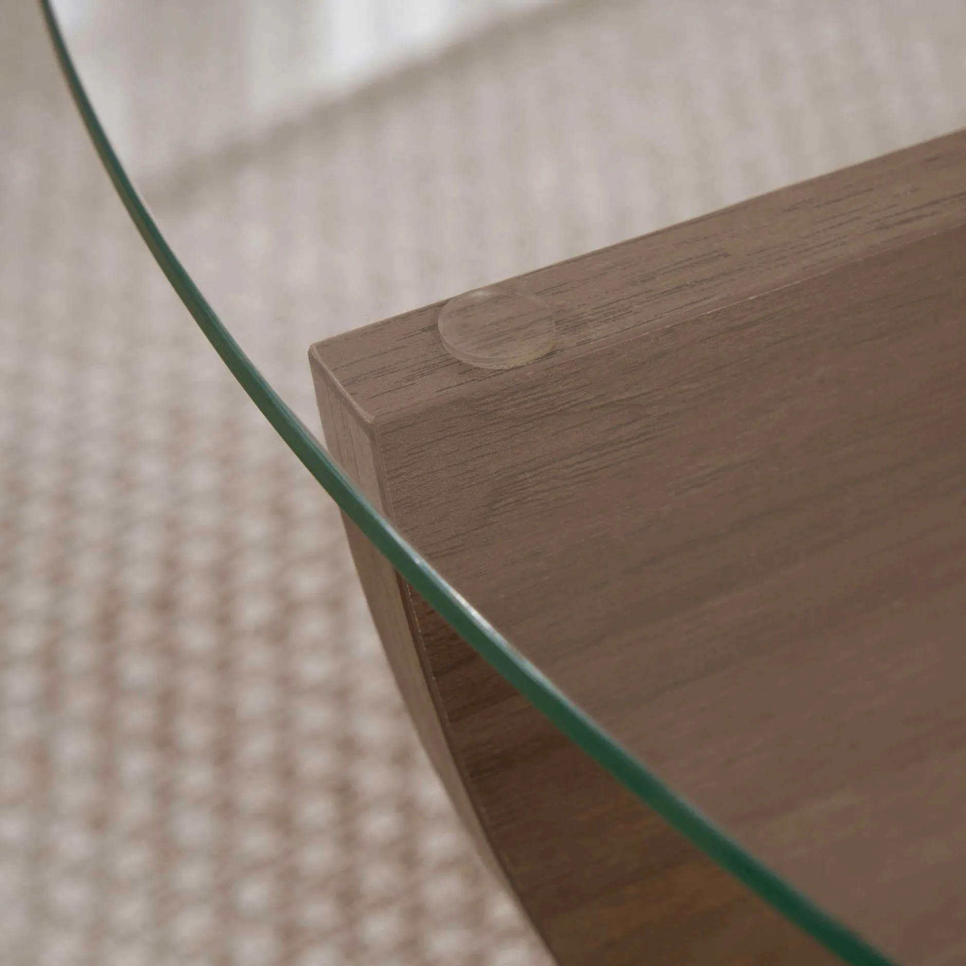 Couchtisch Liya - 100% TEMPERED GLASS - Walnuss - 30 x 90 x 90 cm
