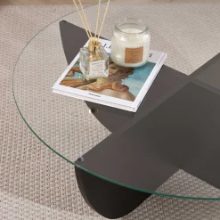 Couchtisch Liya - 100% TEMPERED GLASS - Holzschwarz - 30 x 90 x 90 cm