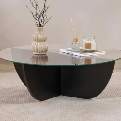 Couchtisch Liya - 100% TEMPERED GLASS - Holzschwarz - 30 x 90 x 90 cm