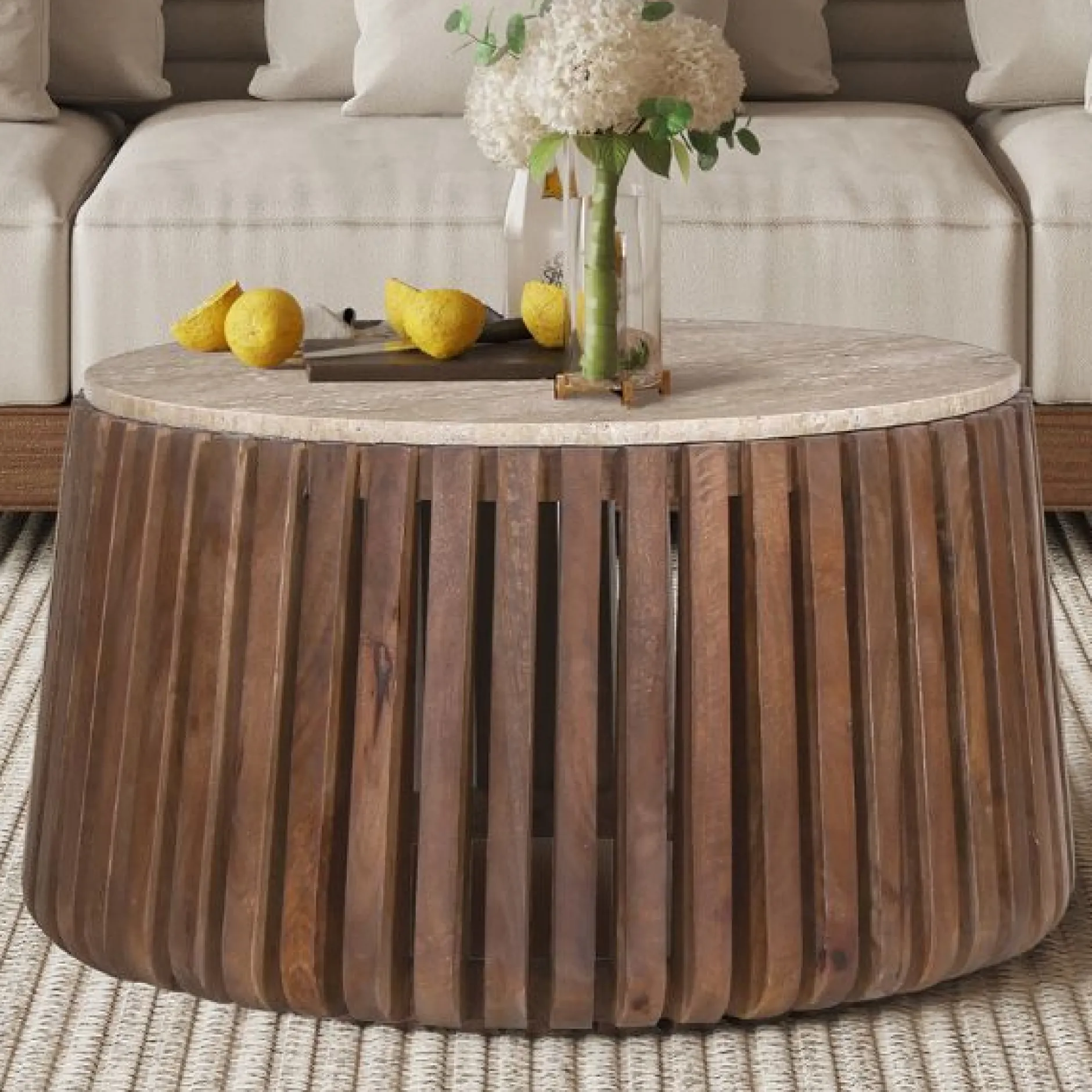 Couchtisch Lucce | Ø70 x 40 cm | Mangoholz