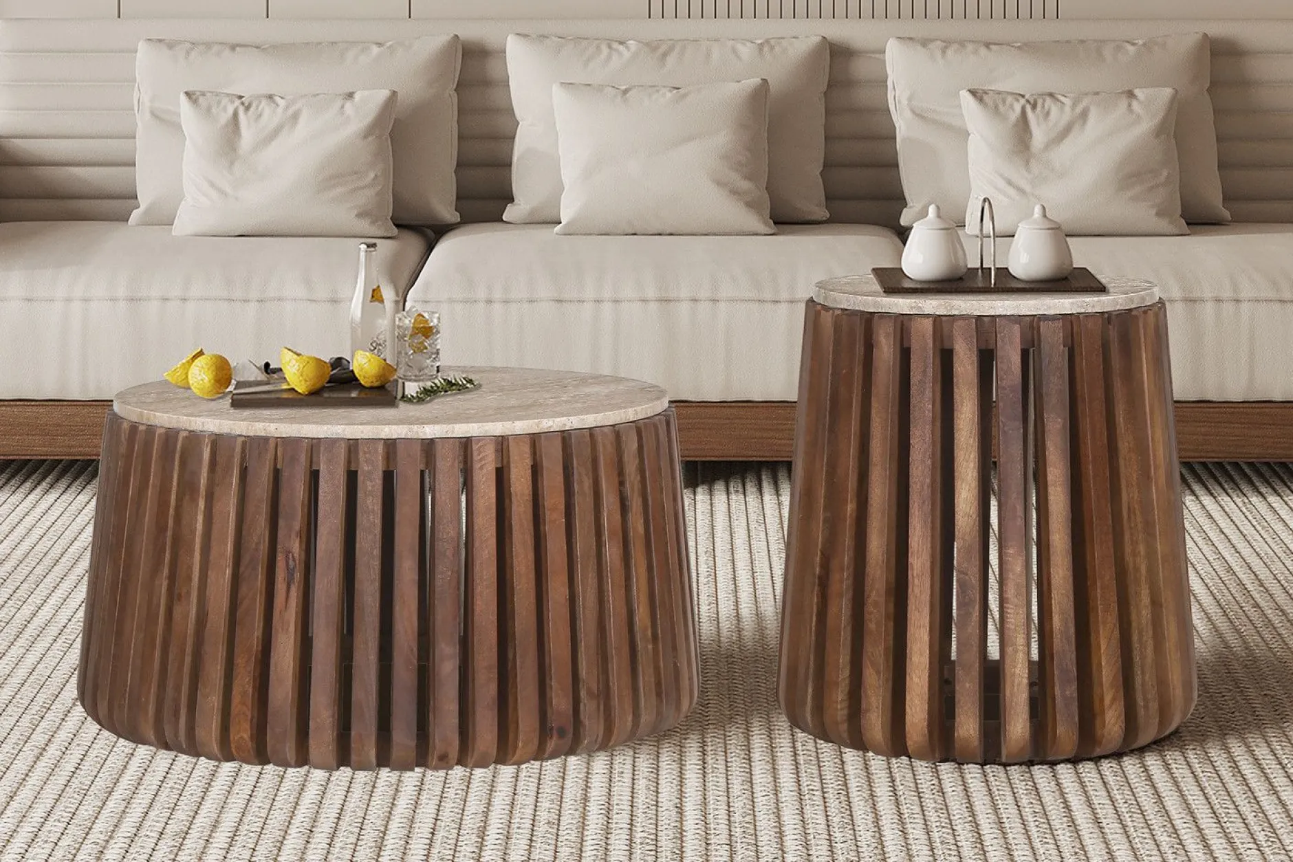 Couchtisch Lucce | Ø70 x 40 cm | Mangoholz