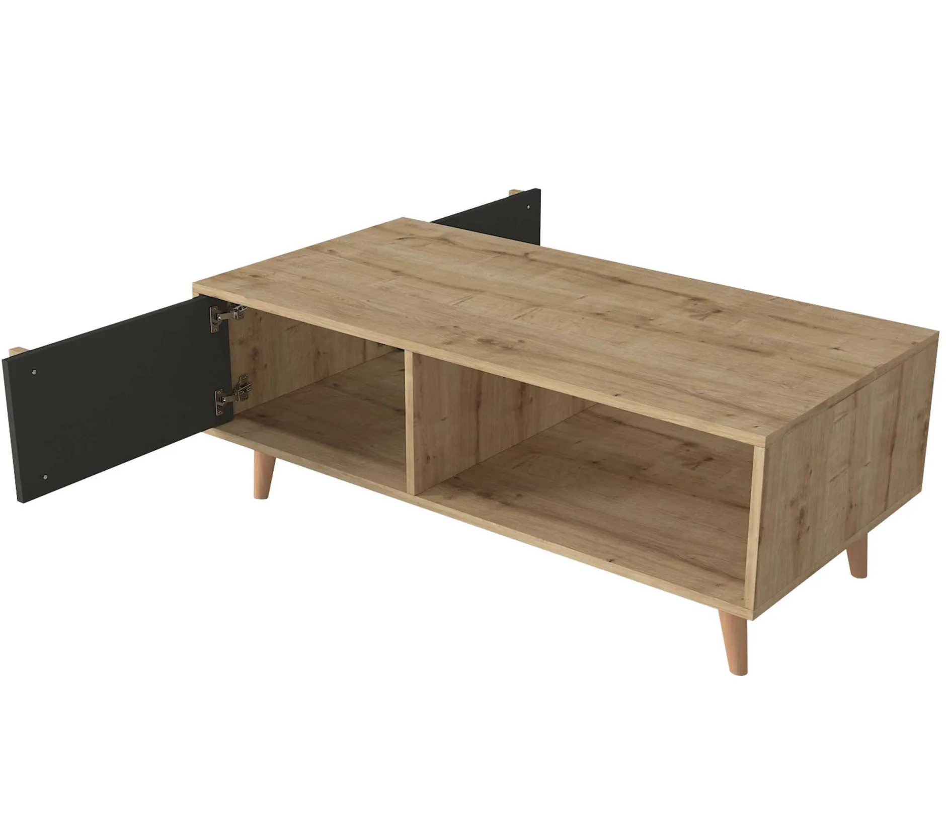 Couchtisch Malmo - 120x60x45cm - mit Ablage - Eiche Dekor/anthrazit