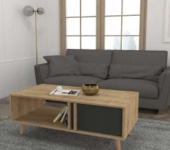Couchtisch Malmo - 120x60x45cm - mit Ablage - Eiche Dekor/anthrazit