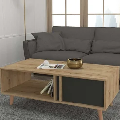 Couchtisch Malmo - 120x60x45cm - mit Ablage - Eiche Dekor/anthrazit