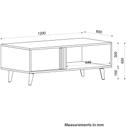 Couchtisch Malmo - 120x60x45cm - mit Ablage - Eiche Dekor/anthrazit