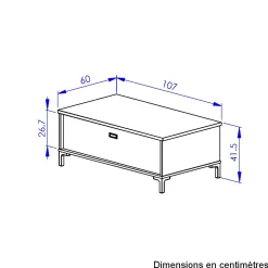 Couchtisch Manchester | Mit Ablagefläche | 109 x 60 x 36 cm | Helvezia Oak Design