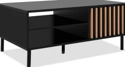 Couchtisch Manet - 110x76x47cm - mit Ablagefläche - Schwarz/Eiche Dekor