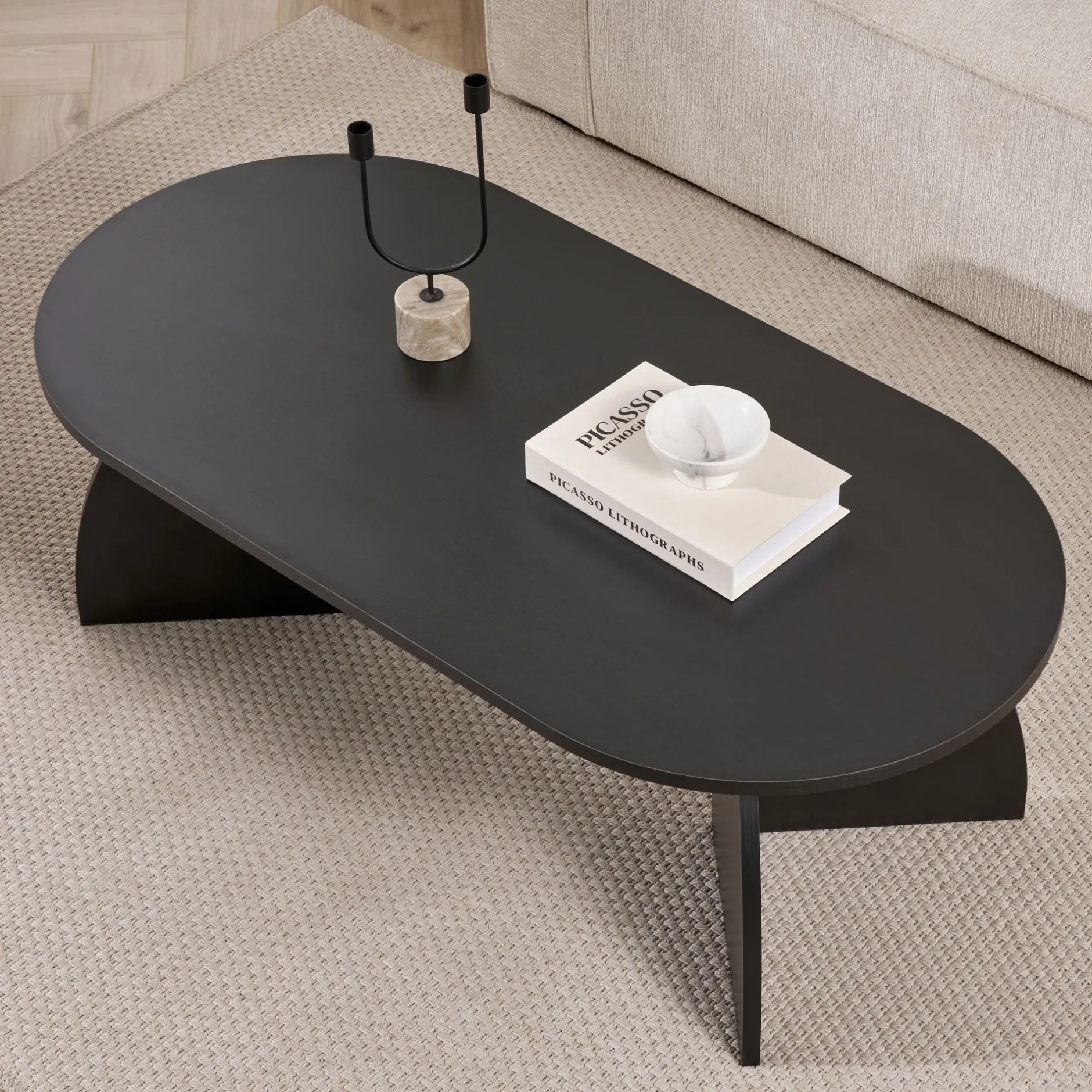 Couchtisch Melina - 100% MELAMINE - Holzschwarz - 40 x 60 x 120 cm