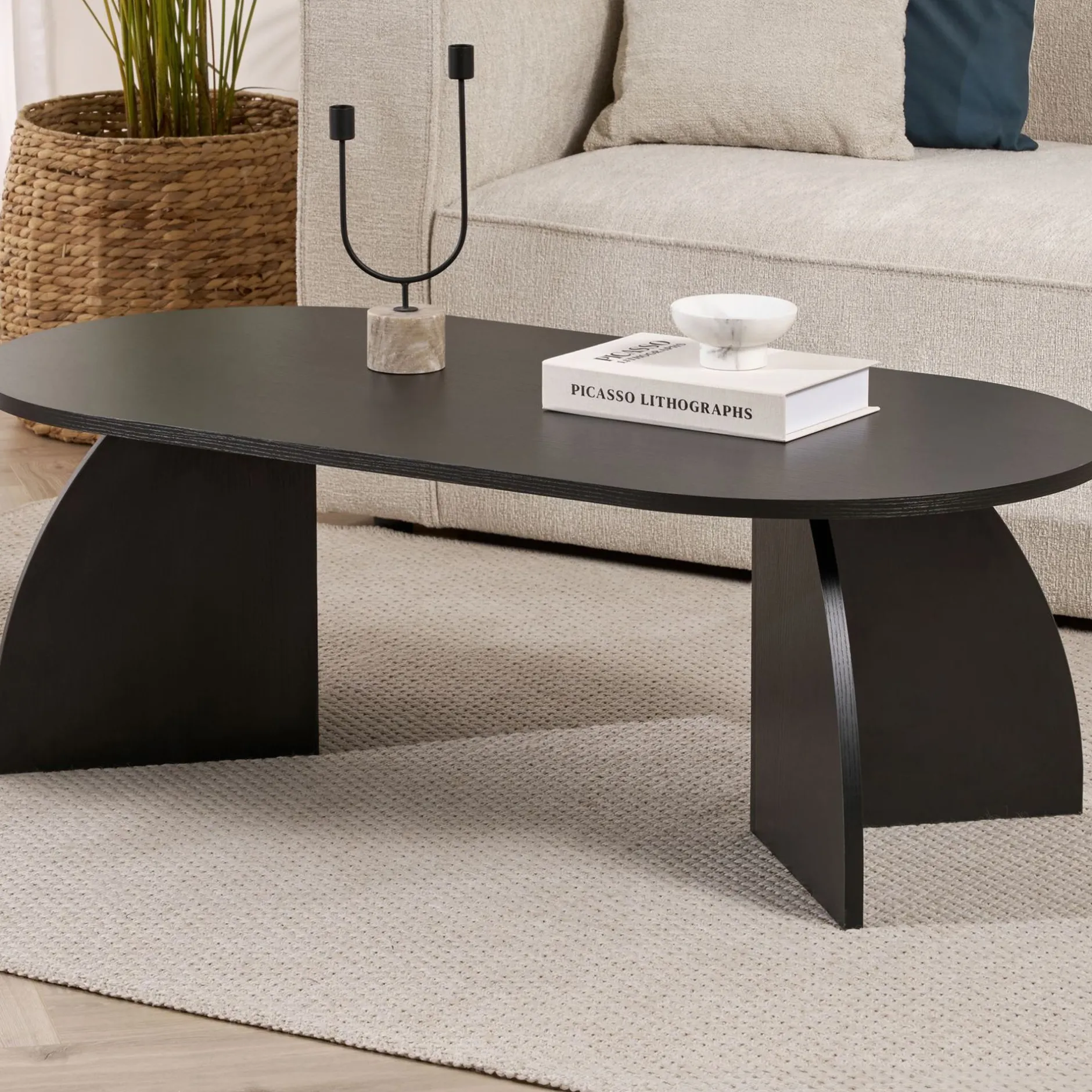 Couchtisch Melina - 100% MELAMINE - Holzschwarz - 40 x 60 x 120 cm