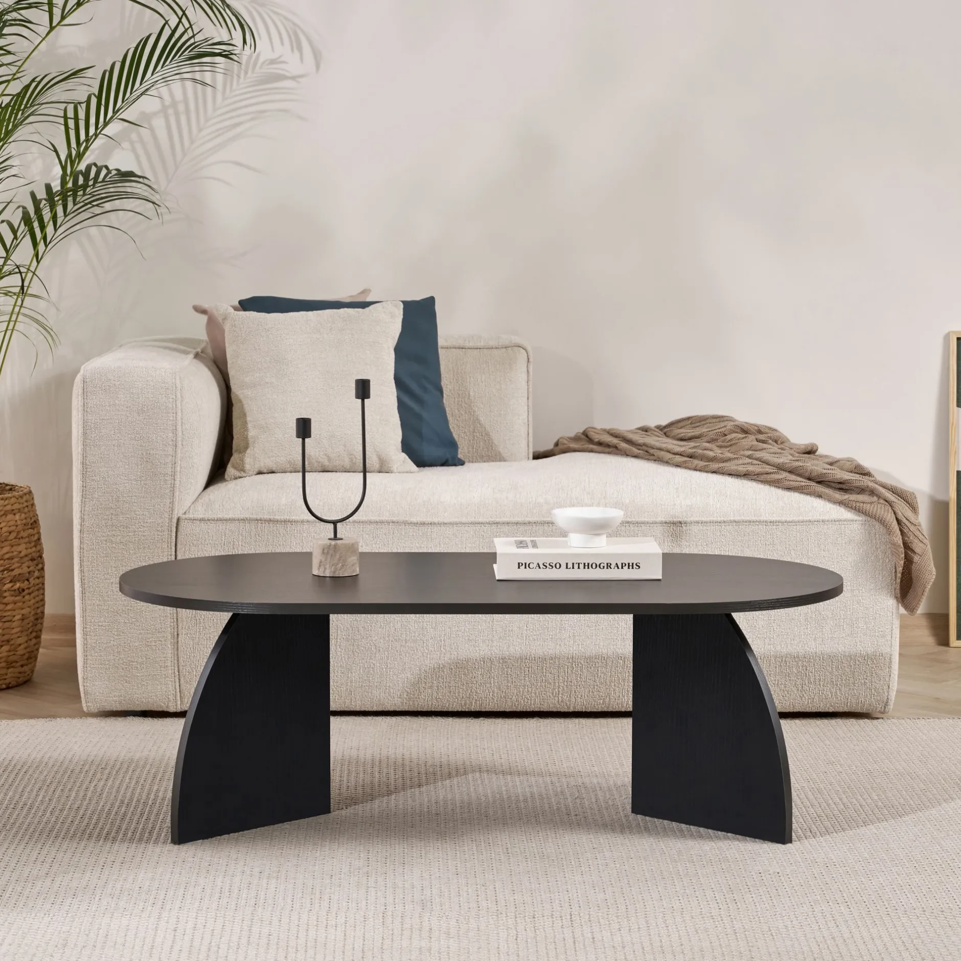 Couchtisch Melina - 100% MELAMINE - Holzschwarz - 40 x 60 x 120 cm