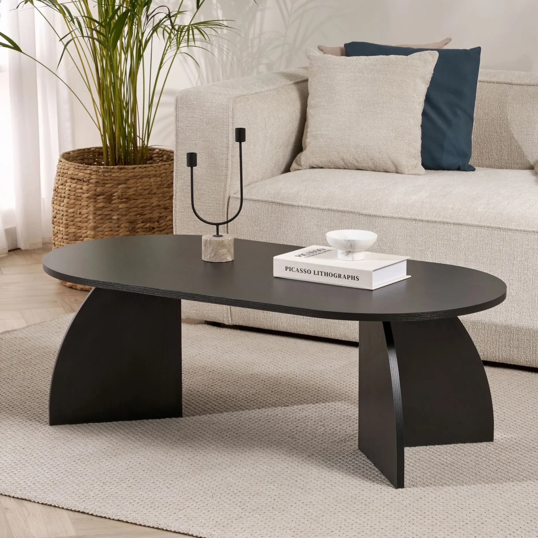 Couchtisch Melina - 100% MELAMINE - Holzschwarz - 40 x 60 x 120 cm
