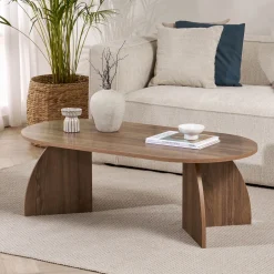 Couchtisch Melina - 100% MELAMINE - Walnuss - 40 x 60 x 120 cm