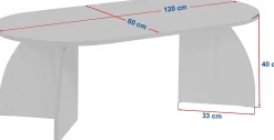 Couchtisch Melina - 100% MELAMINE - Walnuss - 40 x 60 x 120 cm