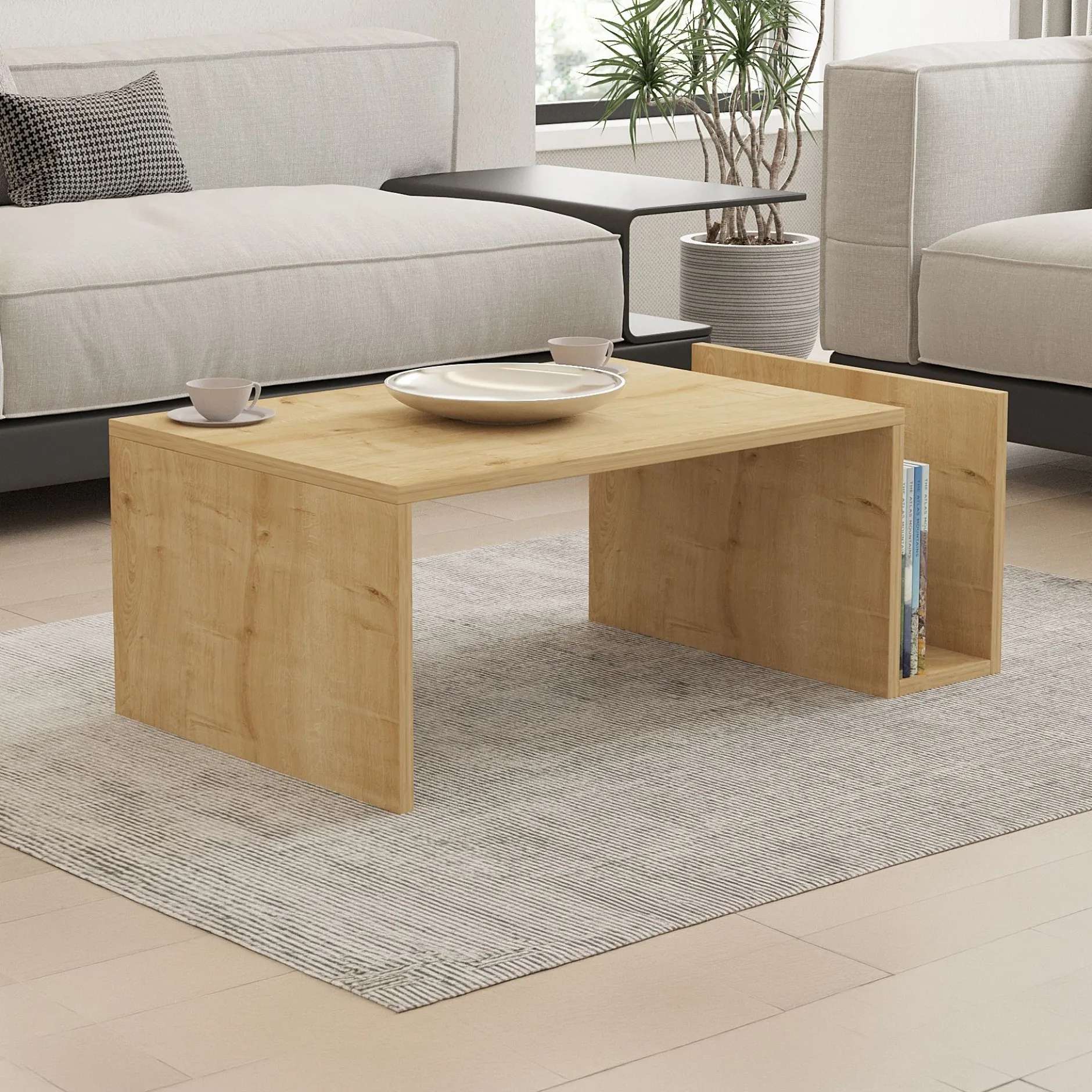 Couchtisch Memo - 100% MELAMINE - Saphireiche - 86,8 x 32,4 x 50 cm