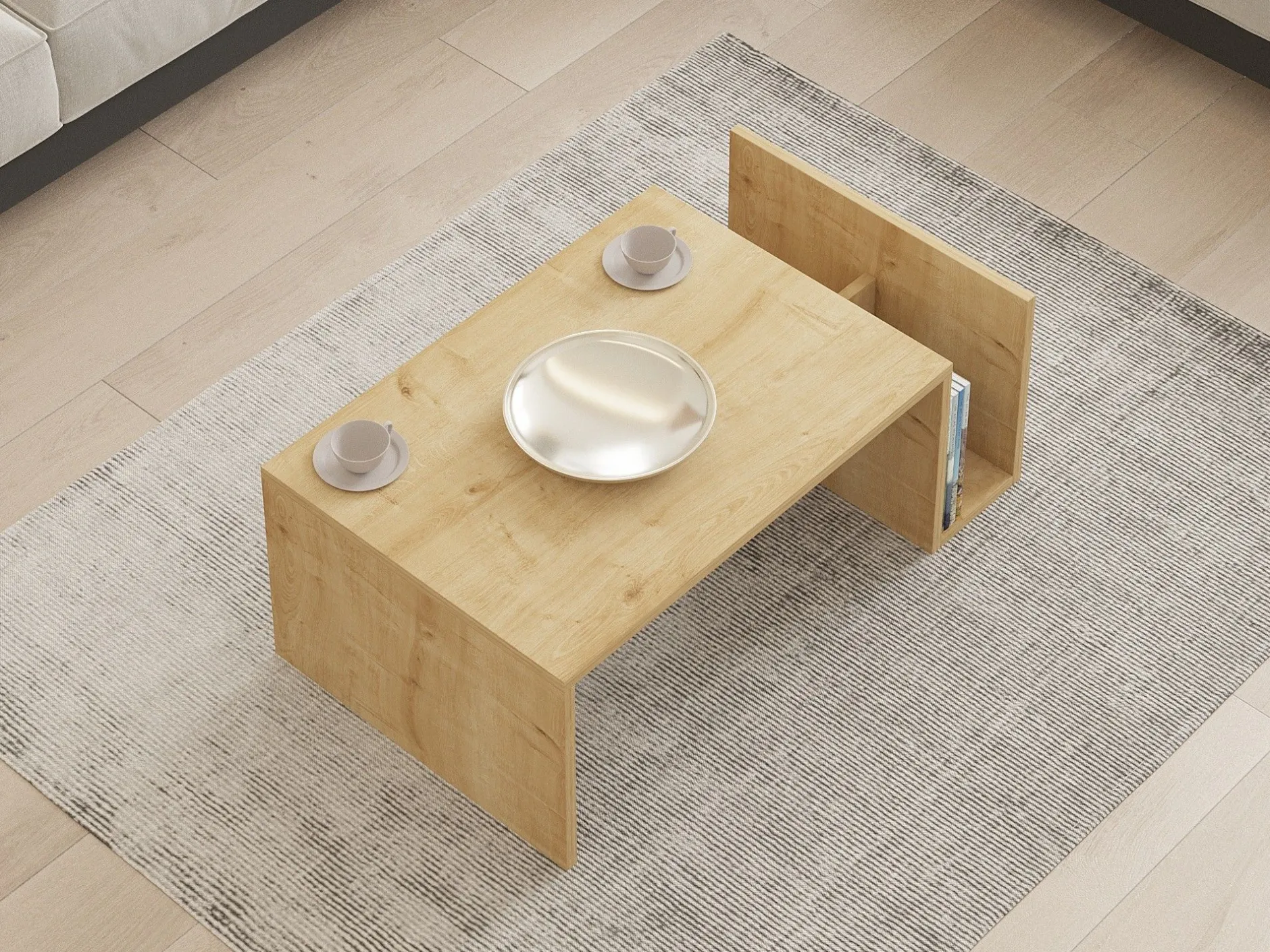 Couchtisch Memo - 100% MELAMINE - Saphireiche - 86,8 x 32,4 x 50 cm