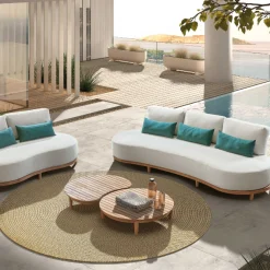 Couchtisch Mezzeluna 90cm Teakholz Braun Outdoor