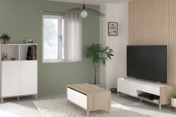 Couchtisch Morpheus - 100x50x44-65cm - mit Ablage - Eiche Dekor/Weiß
