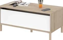 Couchtisch Morpheus - 100x50x44-65cm - mit Ablage - Eiche Dekor/Weiß