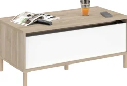 Couchtisch Morpheus - 100x50x44-65cm - mit Ablage - Eiche Dekor/Weiß