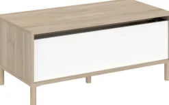 Couchtisch Morpheus - 100x50x44-65cm - mit Ablage - Eiche Dekor/Weiß