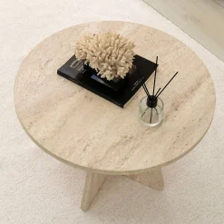 Couchtisch Mushroom - 100% MELAMINE - Travertin - 60 x 40 x 60 cm