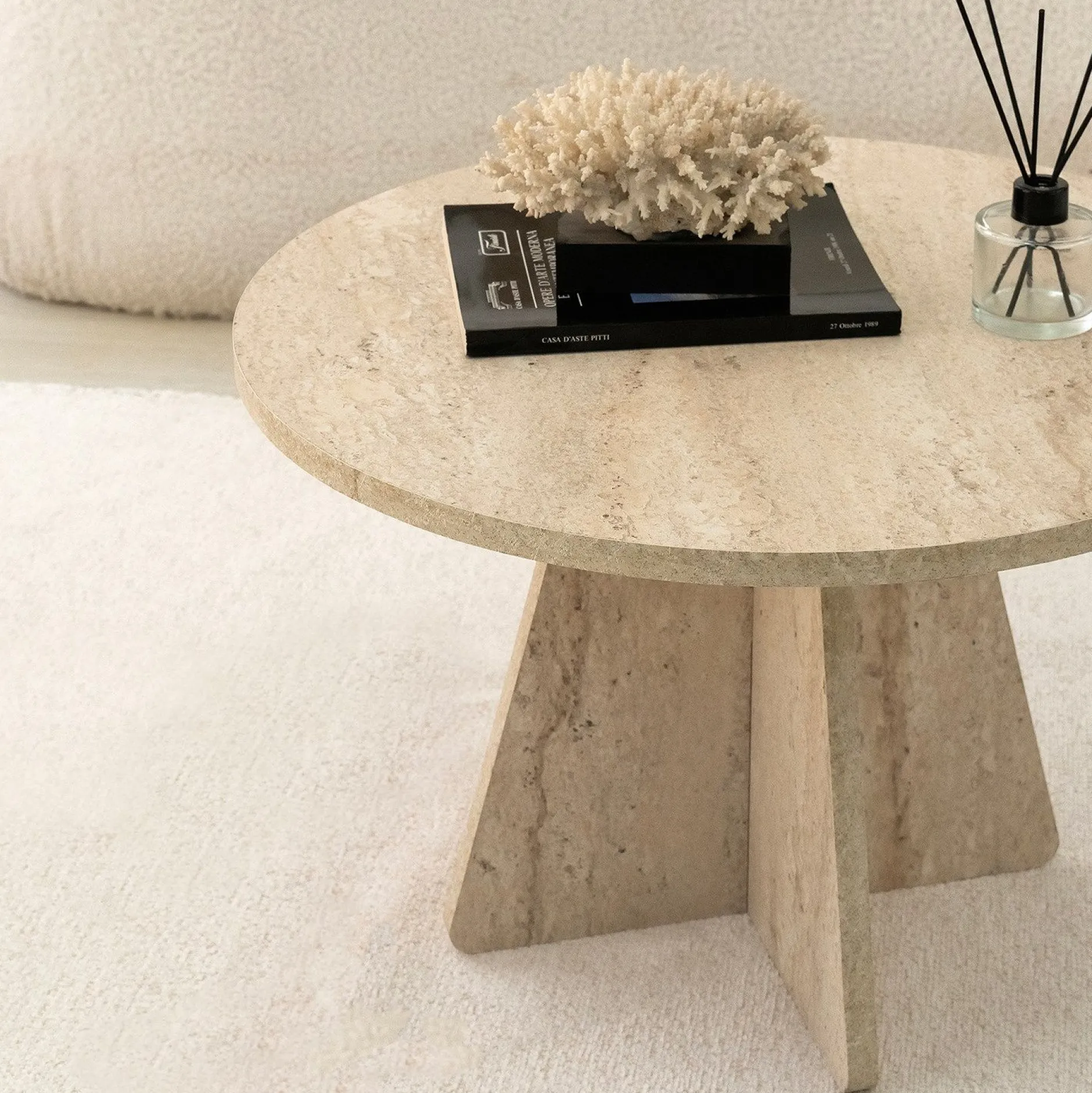 Couchtisch Mushroom - 100% MELAMINE - Travertin - 60 x 40 x 60 cm