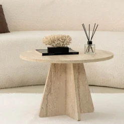 Couchtisch Mushroom - 100% MELAMINE - Travertin - 60 x 40 x 60 cm
