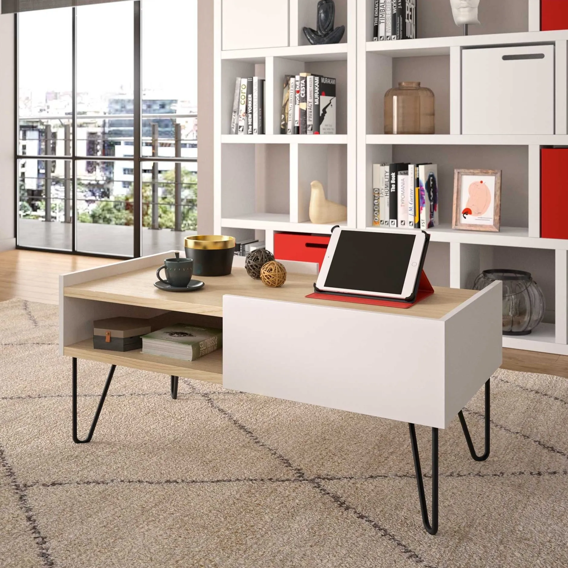 Couchtisch Nina 110cm - Eiche/Weiß