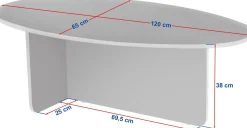Couchtisch Orba - 100% MELAMINE - Atlantik-Kiefer - 40 x 65 x 120 cm