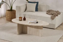 Couchtisch Orba - 100% MELAMINE - Travertin - 40 x 65 x 120 cm