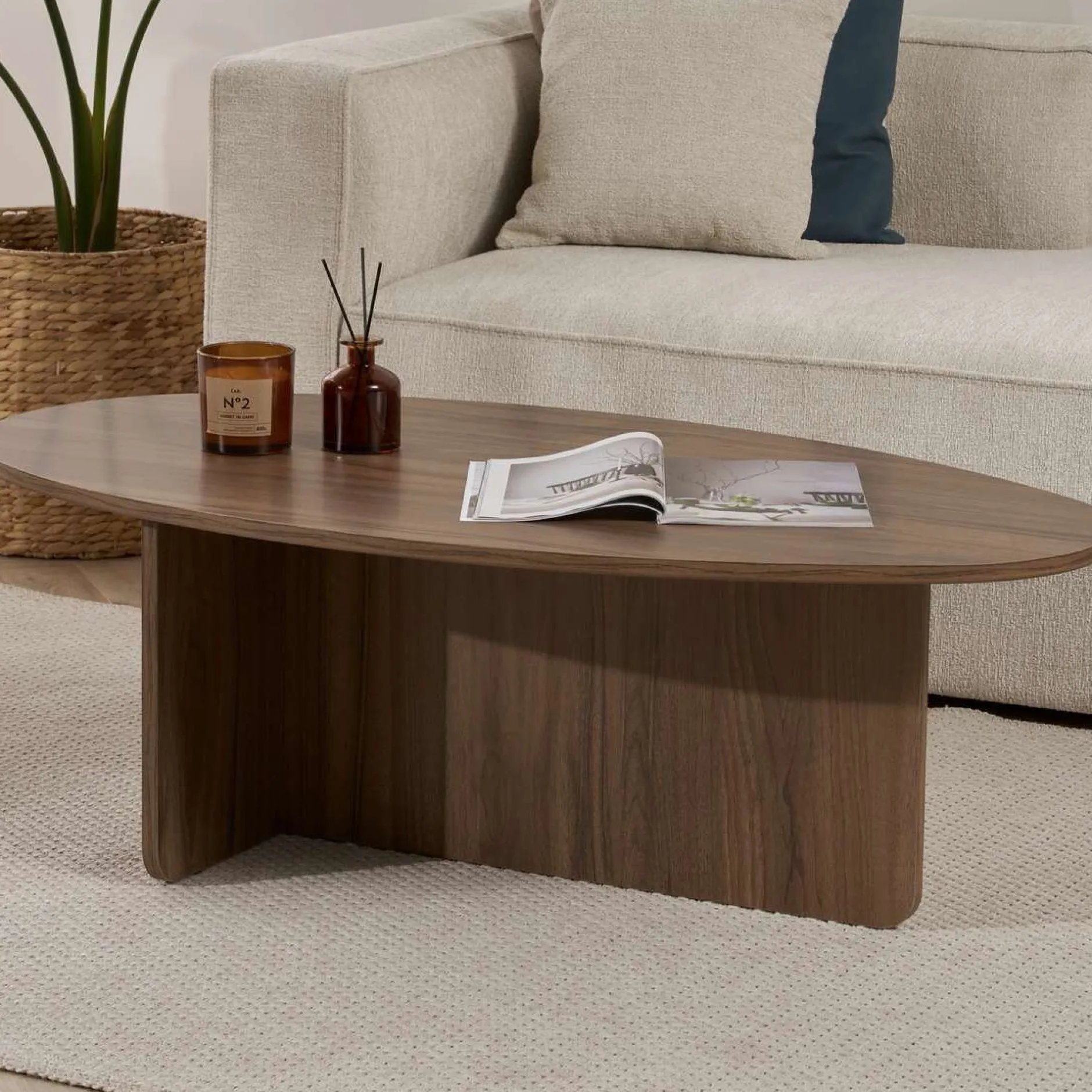 Couchtisch Orba - 100% MELAMINE - Walnuss - 40 x 65 x 120 cm