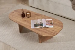 Couchtisch Ovalis - 100% MELAMINE - Atlantik-Kiefer - 40 x 65 x 130 cm