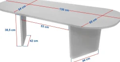 Couchtisch Ovalis - 100% MELAMINE - Atlantik-Kiefer - 40 x 65 x 130 cm