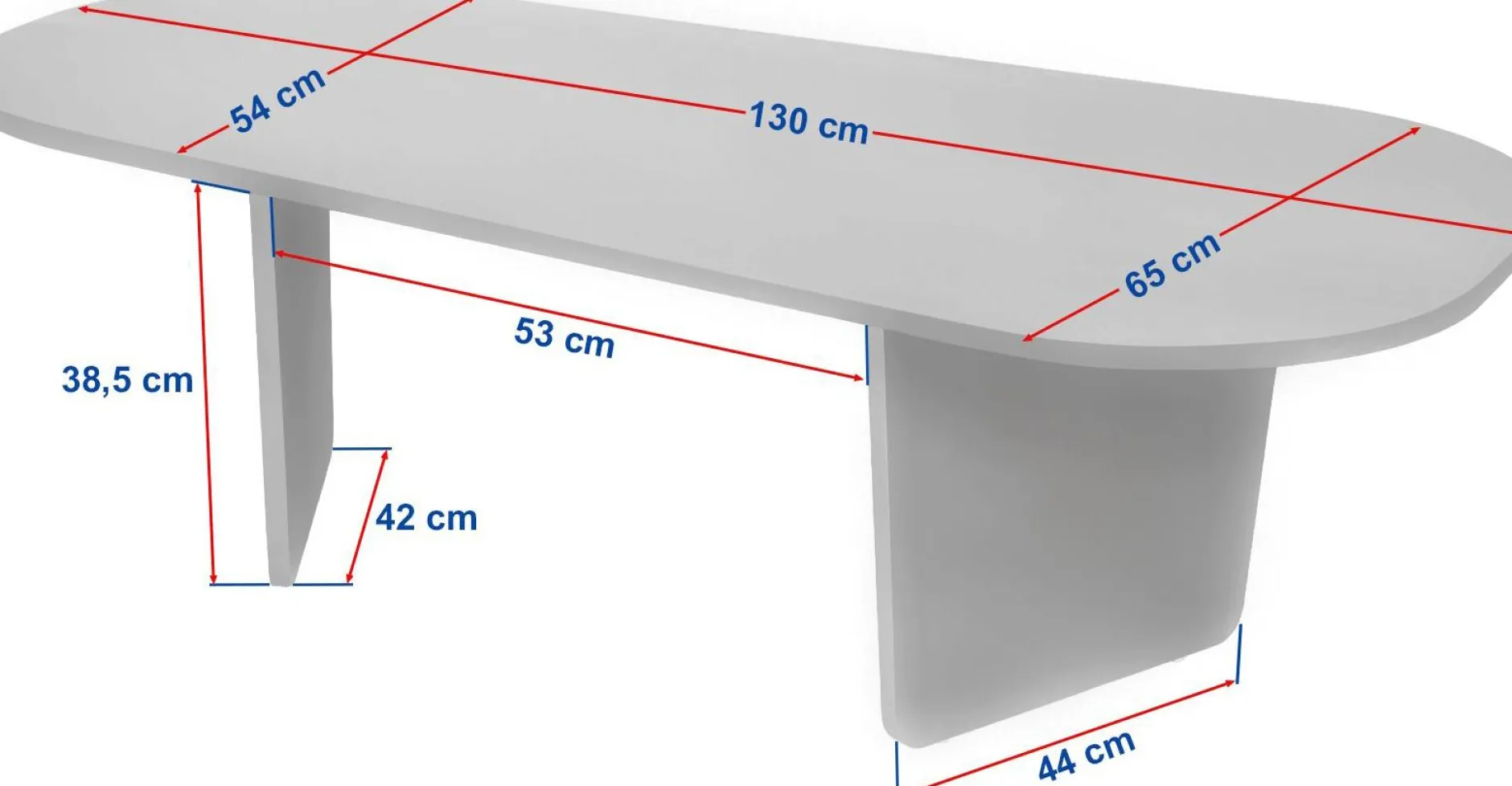 Couchtisch Ovalis - 100% MELAMINE - Atlantik-Kiefer - 40 x 65 x 130 cm
