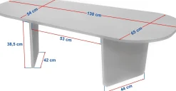 Couchtisch Ovalis - 100% MELAMINE - Eiche - 40 x 65 x 130 cm