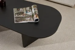 Couchtisch Ovalis - 100% MELAMINE - Holzschwarz - 40 x 65 x 130 cm