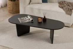 Couchtisch Ovalis - 100% MELAMINE - Holzschwarz - 40 x 65 x 130 cm