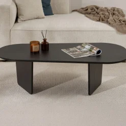 Couchtisch Ovalis - 100% MELAMINE - Holzschwarz - 40 x 65 x 130 cm