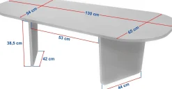 Couchtisch Ovalis - 100% MELAMINE - Travertin - 40 x 65 x 130 cm