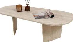 Couchtisch Ovalis - 100% MELAMINE - Travertin - 40 x 65 x 130 cm