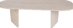 Couchtisch Ovalis - 100% MELAMINE - Travertin - 40 x 65 x 130 cm