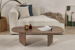 Couchtisch Ovalis - 100% MELAMINE - Walnuss - 40 x 65 x 130 cm
