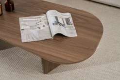 Couchtisch Ovalis - 100% MELAMINE - Walnuss - 40 x 65 x 130 cm