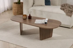 Couchtisch Ovalis - 100% MELAMINE - Walnuss - 40 x 65 x 130 cm