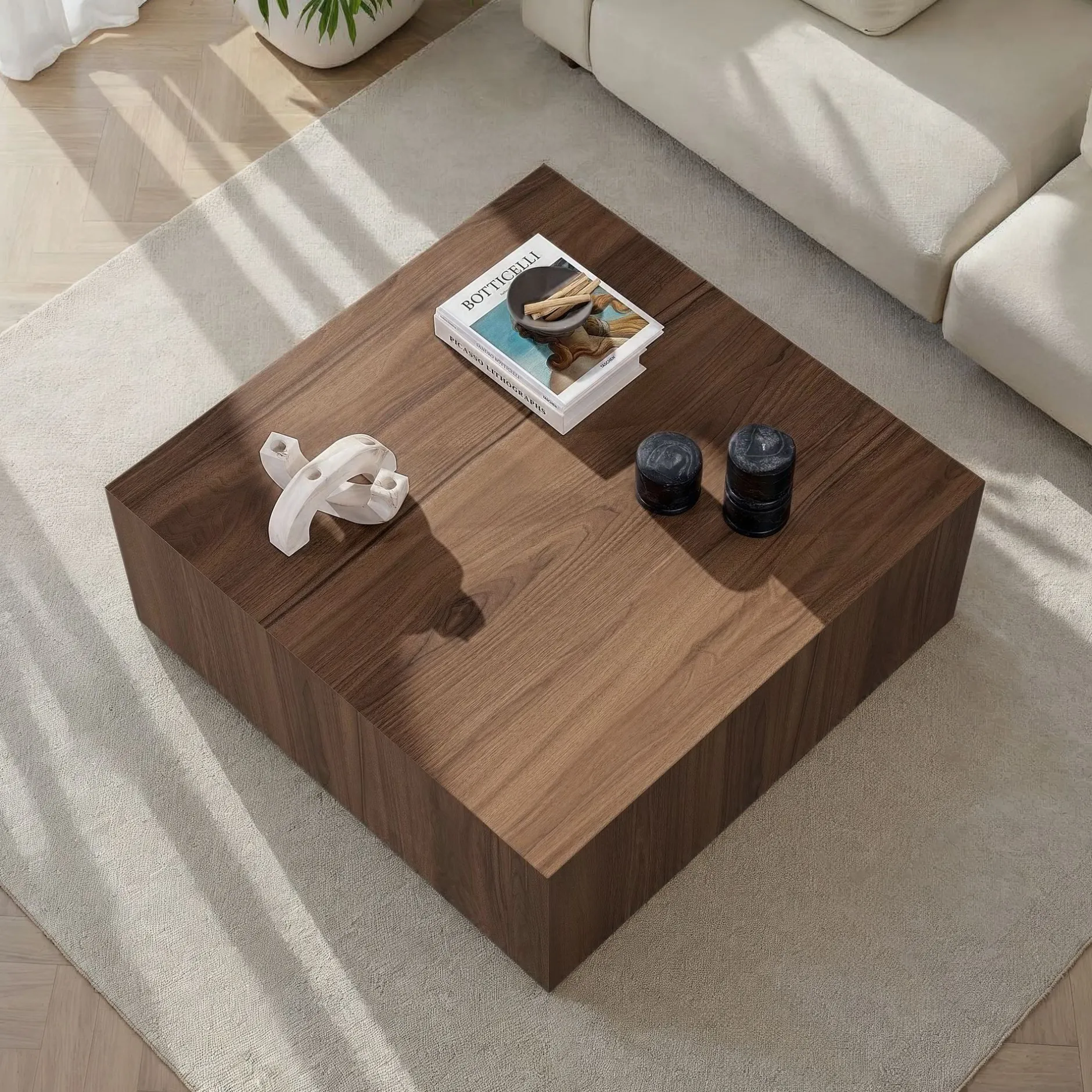 Couchtisch Prizma - 100% MDF - Walnuss - 35 x 90 x 90 cm