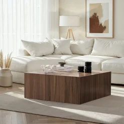 Couchtisch Prizma - 100% MDF - Walnuss - 35 x 90 x 90 cm