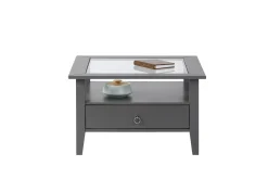 Couchtisch Provence | Melaminharzbeschichtung | 75 x 75 x 45 cm | Mit Ablageschublade | Farbe: Anthrazit